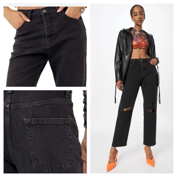 Free People Bren Boyfriend Jeans - Black Magic - Size 24 Button fly - Picture 5 of 15